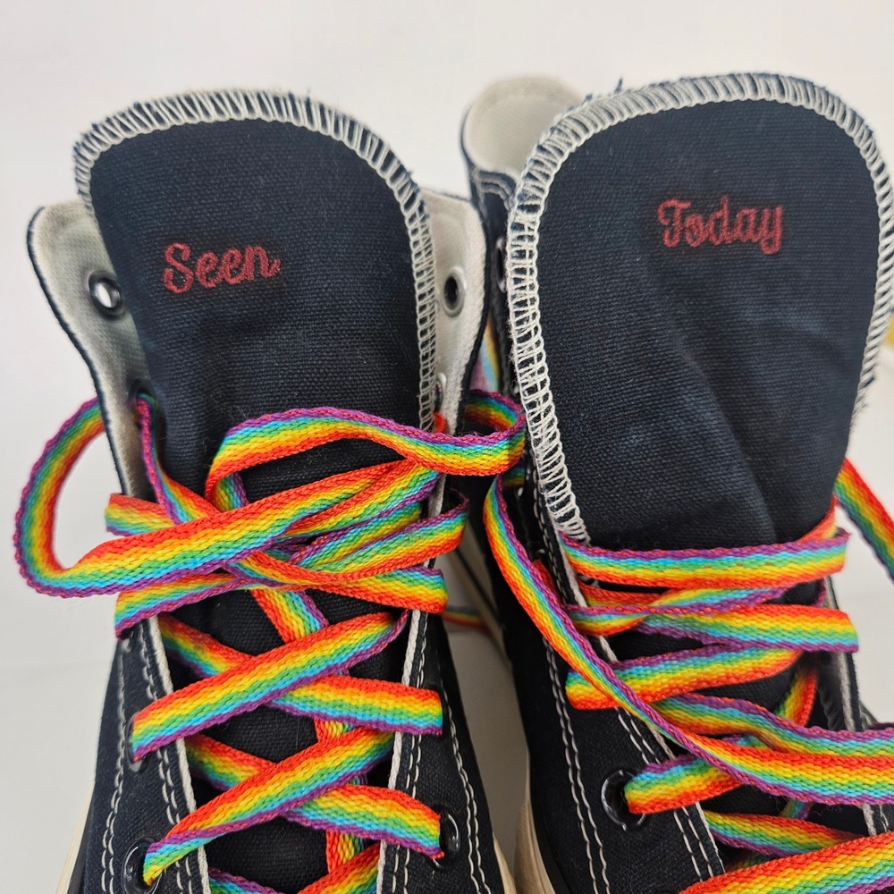 Pride Converse Chuck Taylor All Star Platform Blk Rainbow High Top Sneakers 7.5 - Picture 3 of 13